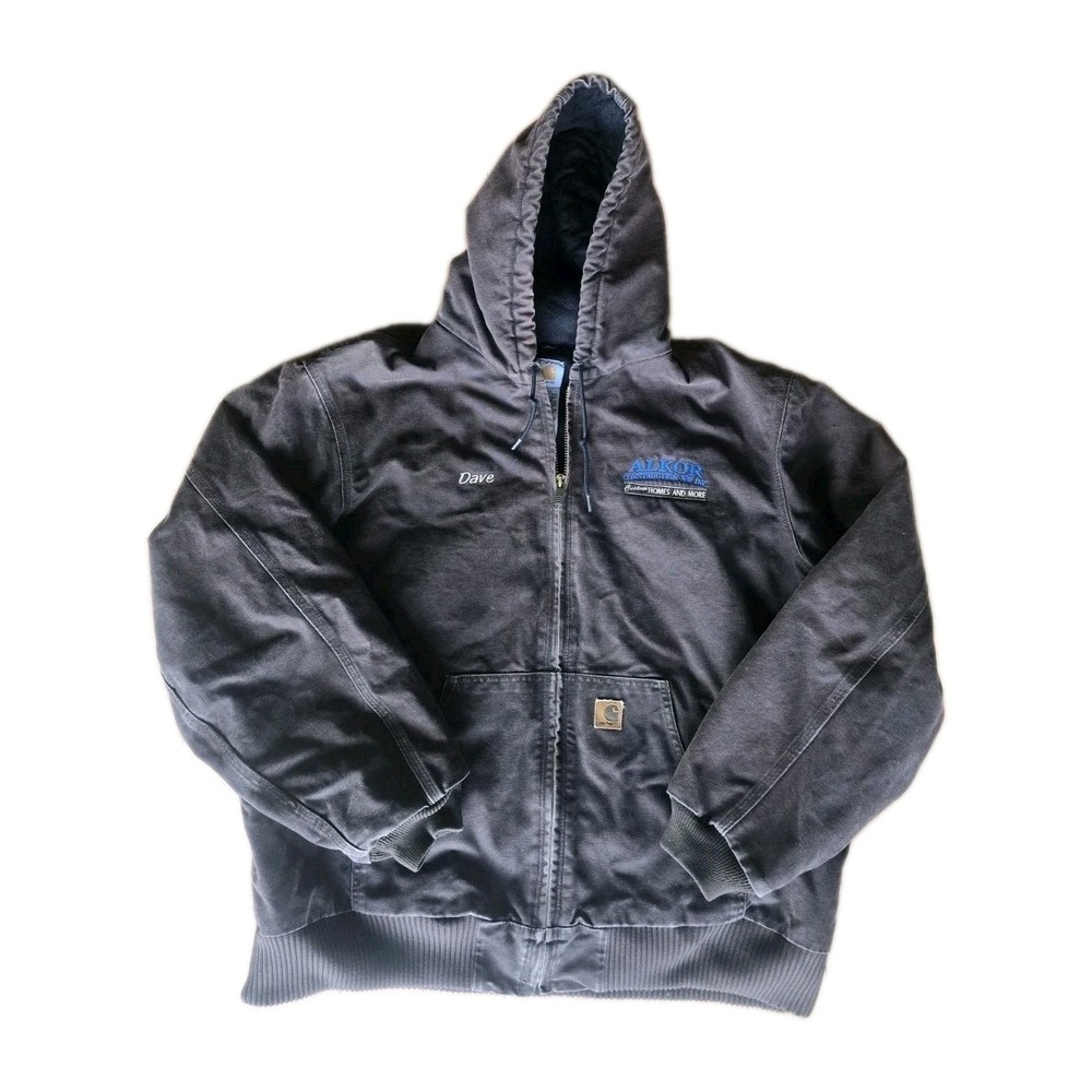 Vintage Y2K Carhartt Bomber Jacket Faded Brown Hooded Workwear Company Promo 2XL